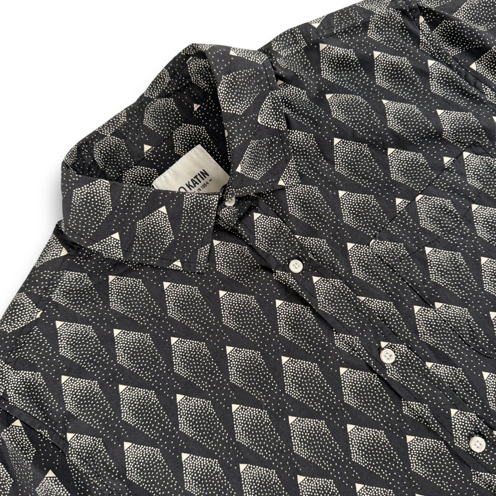 Katin Shirt Mens M Black AOP Geometric Dot Print Button Down Short Sleeve Pocket